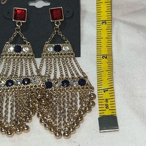 G by Gennaro Large Bead and Gemstone Boho Chandelier Earrings - Picture 7 of 8
